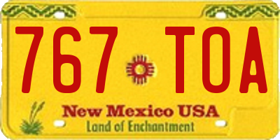 NM license plate 767TOA