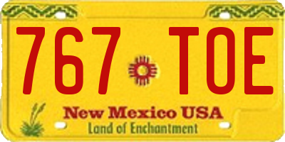 NM license plate 767TOE