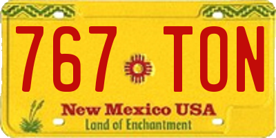 NM license plate 767TON