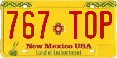 NM license plate 767TOP