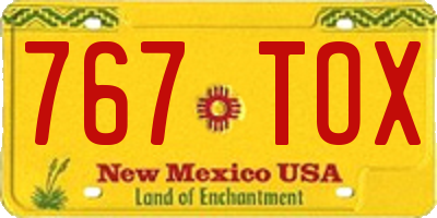 NM license plate 767TOX
