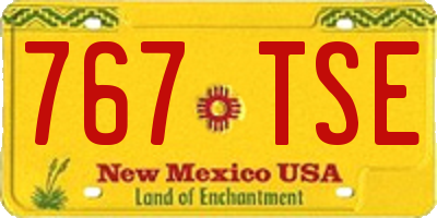 NM license plate 767TSE
