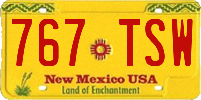 NM license plate 767TSW