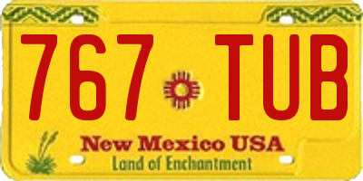 NM license plate 767TUB