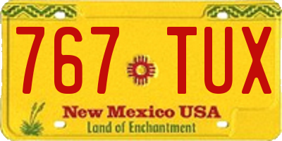 NM license plate 767TUX