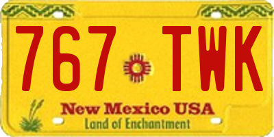 NM license plate 767TWK