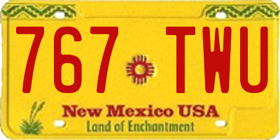 NM license plate 767TWU