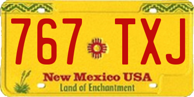 NM license plate 767TXJ