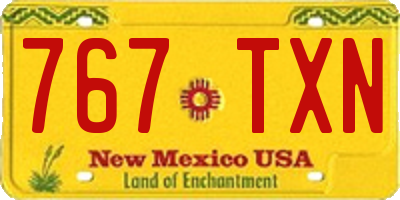 NM license plate 767TXN