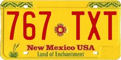 NM license plate 767TXT