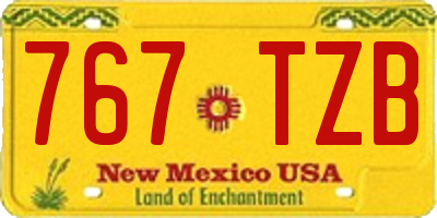 NM license plate 767TZB