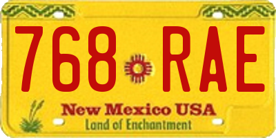 NM license plate 768RAE
