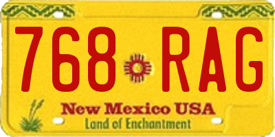 NM license plate 768RAG