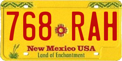 NM license plate 768RAH