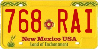 NM license plate 768RAI