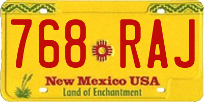 NM license plate 768RAJ