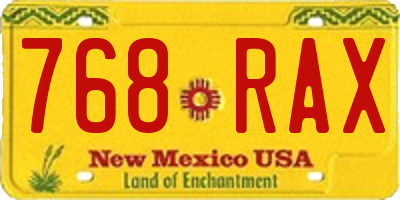NM license plate 768RAX