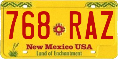 NM license plate 768RAZ