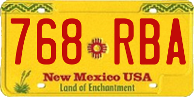 NM license plate 768RBA