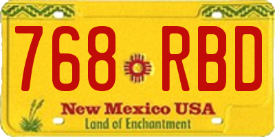 NM license plate 768RBD