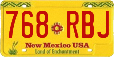 NM license plate 768RBJ