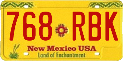 NM license plate 768RBK