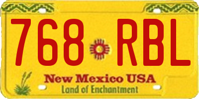 NM license plate 768RBL