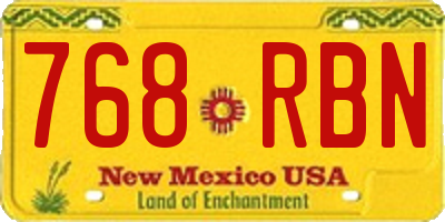 NM license plate 768RBN