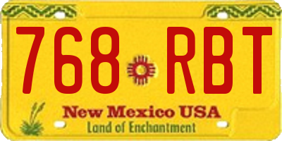 NM license plate 768RBT