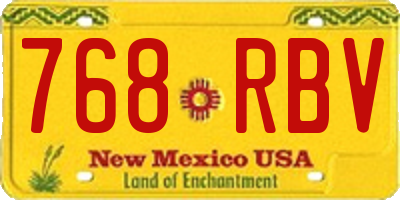 NM license plate 768RBV
