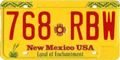 NM license plate 768RBW