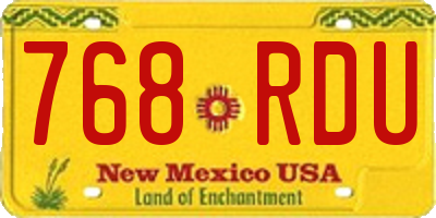 NM license plate 768RDU