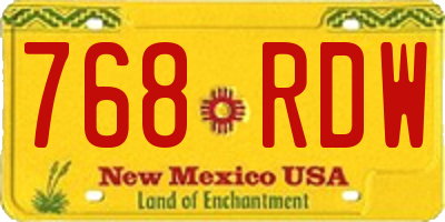 NM license plate 768RDW
