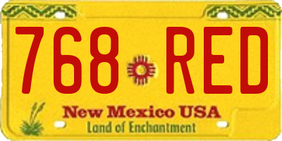 NM license plate 768RED