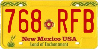 NM license plate 768RFB