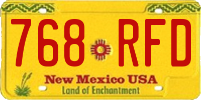 NM license plate 768RFD