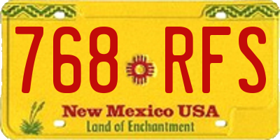 NM license plate 768RFS