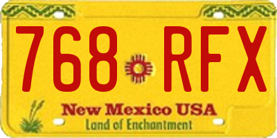 NM license plate 768RFX