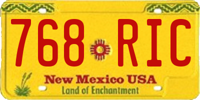 NM license plate 768RIC