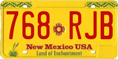 NM license plate 768RJB