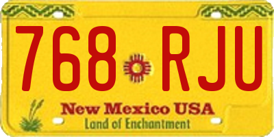 NM license plate 768RJU