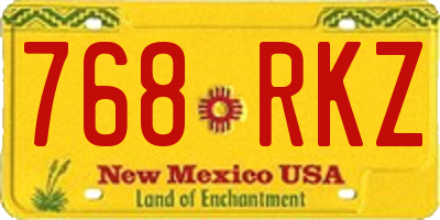 NM license plate 768RKZ
