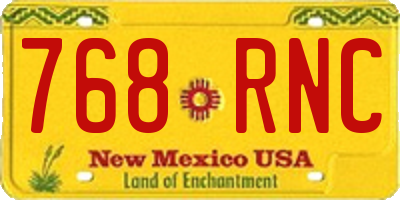 NM license plate 768RNC