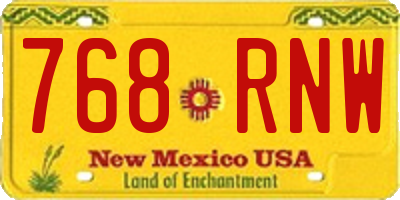 NM license plate 768RNW