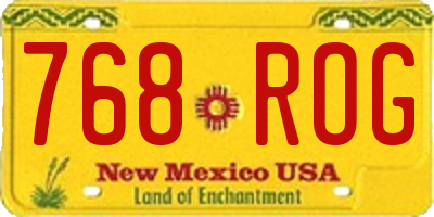 NM license plate 768ROG