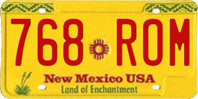 NM license plate 768ROM