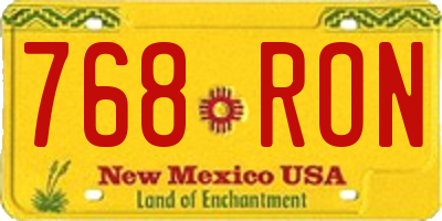 NM license plate 768RON
