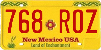 NM license plate 768ROZ