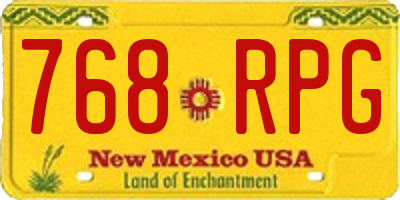 NM license plate 768RPG