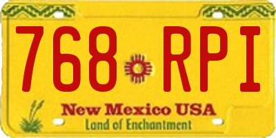 NM license plate 768RPI